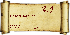 Nemes Géza névjegykártya